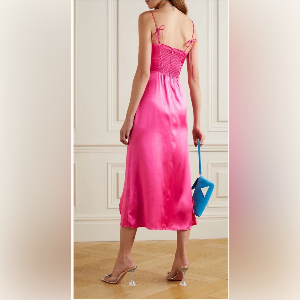 NWT REFORMATION Marguerite Silk Dress Size 18 Color Pink Flambe - Picture 3 of 11